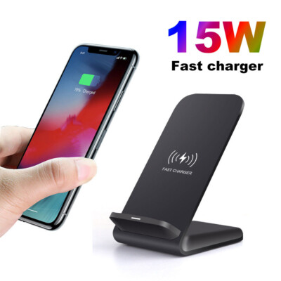 US 15W Fast Wireless Charger Stand Dock For Samsung Galaxy S24 iPhone 16 15 14