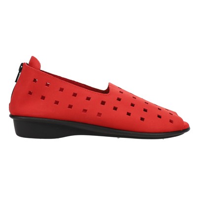 Sesto Meucci Evonne Nubuck CutOuts Slip On  Womens Red Flats Casual 307081-600