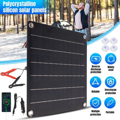Waterproof Solar Battery Maintainer Car RV Charger 12 Volt Tender Trickle 20W