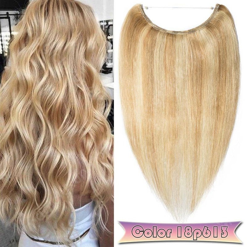 Secret Hidden 100% Remy Human Hair Extensions Wire In No Clip Weft Big Crown USA