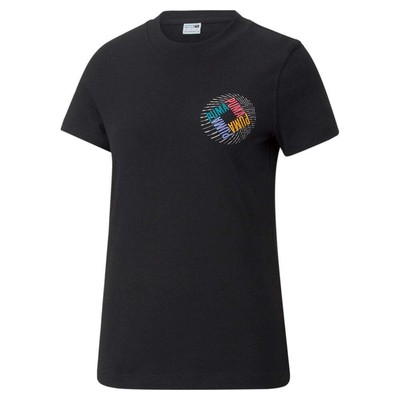 

Puma Swxp Graphic Crew Neck Футболка с коротким рукавом Женские черные повседневные топы 537808, Черный