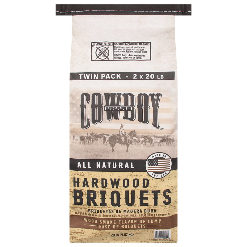 Cowboy Hardwood Charcoal Briquets, 20 Pounds Each (Pack of 2)
