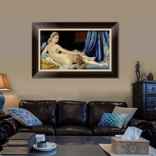 Framed Canvas Art Print La Grande Odalisque by Jean Auguste Dominique Ingres