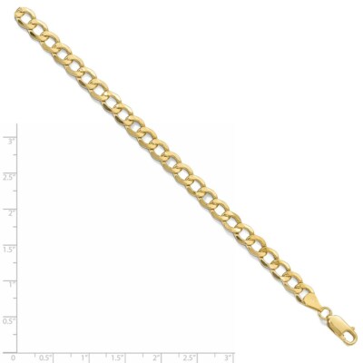 Pre-owned Superdealsforeverything Leslie's 10k 6.5mm Semi-solid Curb Link Chain; 7 Inch; Lobster Clasp In Yellow