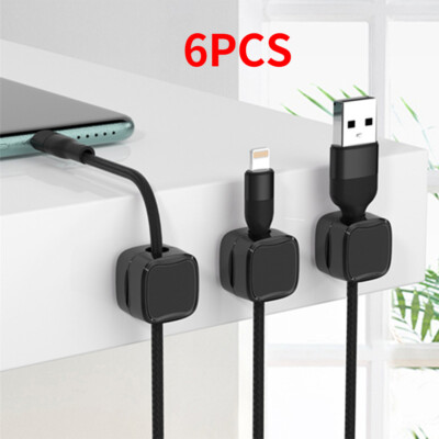 6 Pack Magnetic Cable Management Clip, Cell Phone Charging Data Cable Holder NEW