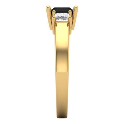 Pre-owned Pucci 0.9 Princess 3 Stone Natural Onyx Modern Statement Ring Solid 14k Yellow Gold