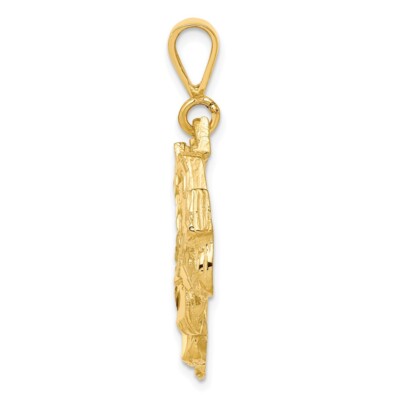 Pre-owned Superdealsforeverything Real 10kt Yellow Gold Solid Diamond-cut Semi With Trailer Charm