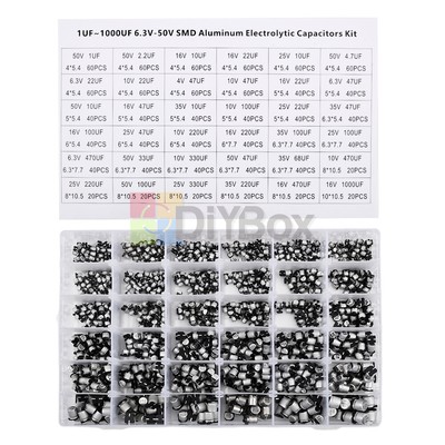 1500PCS 1UF~1500UF 6.3V-50V 36 Kinds of SMD Aluminum Electrolytic Capacitor New