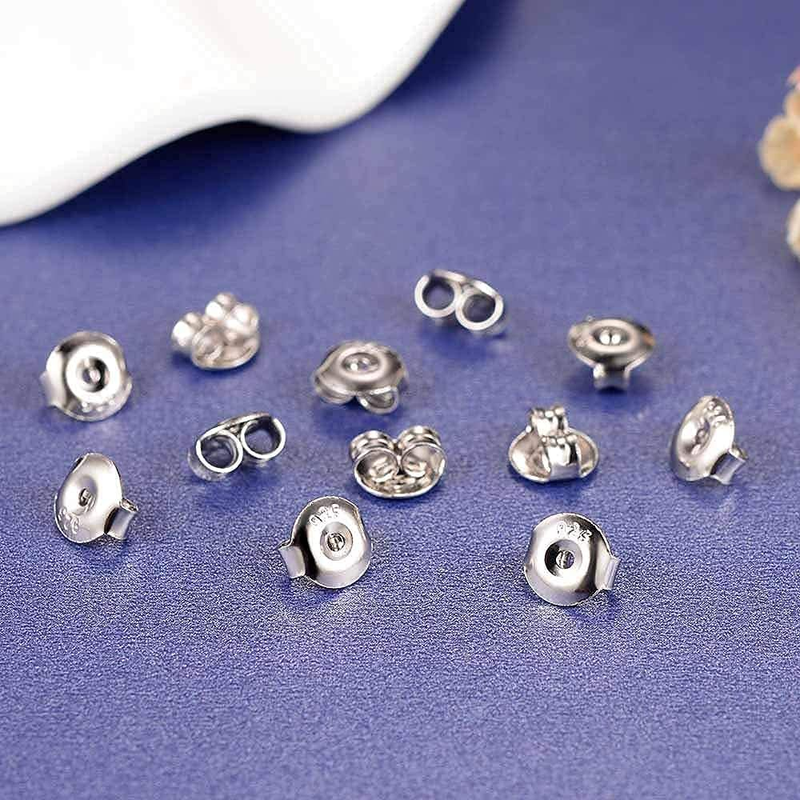 DELECO 12PCS Real 925 Silver Earring Backs, 18K White Gold Plated, Hypoallergeni