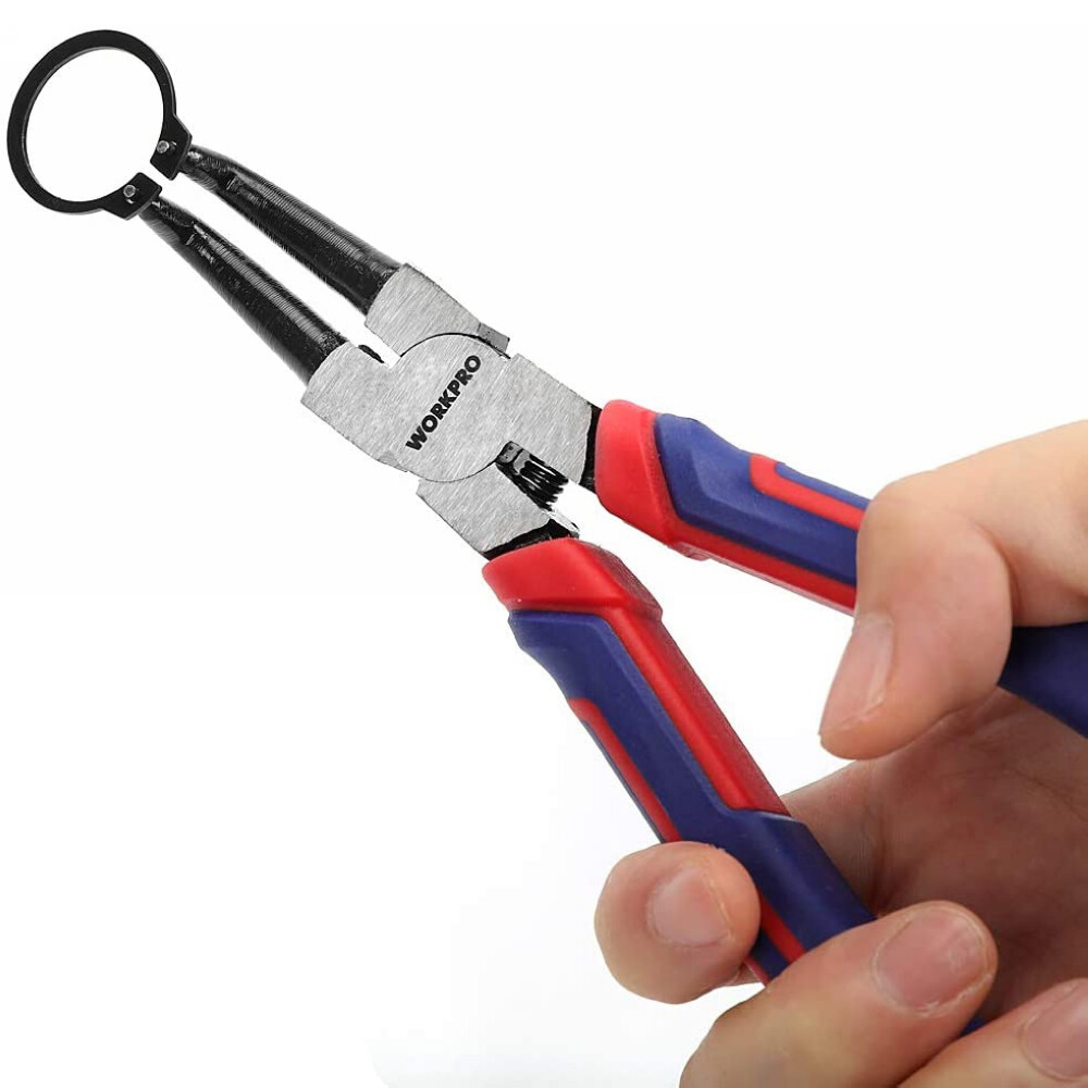 WORKPRO 7" Snap Ring Pliers 4PCS Set Heavy Duty Internal/External Circlip Pliers