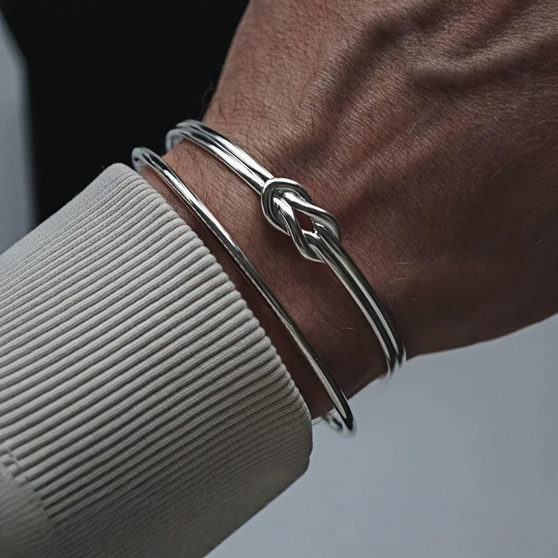 Stainless Steel Knot Bangles Simple Bow Opening Bracelet Titanium Steel Jewelry