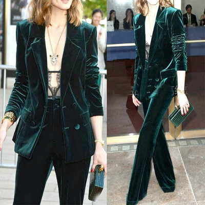 Green Velvet Women Ladies Formal Party 
