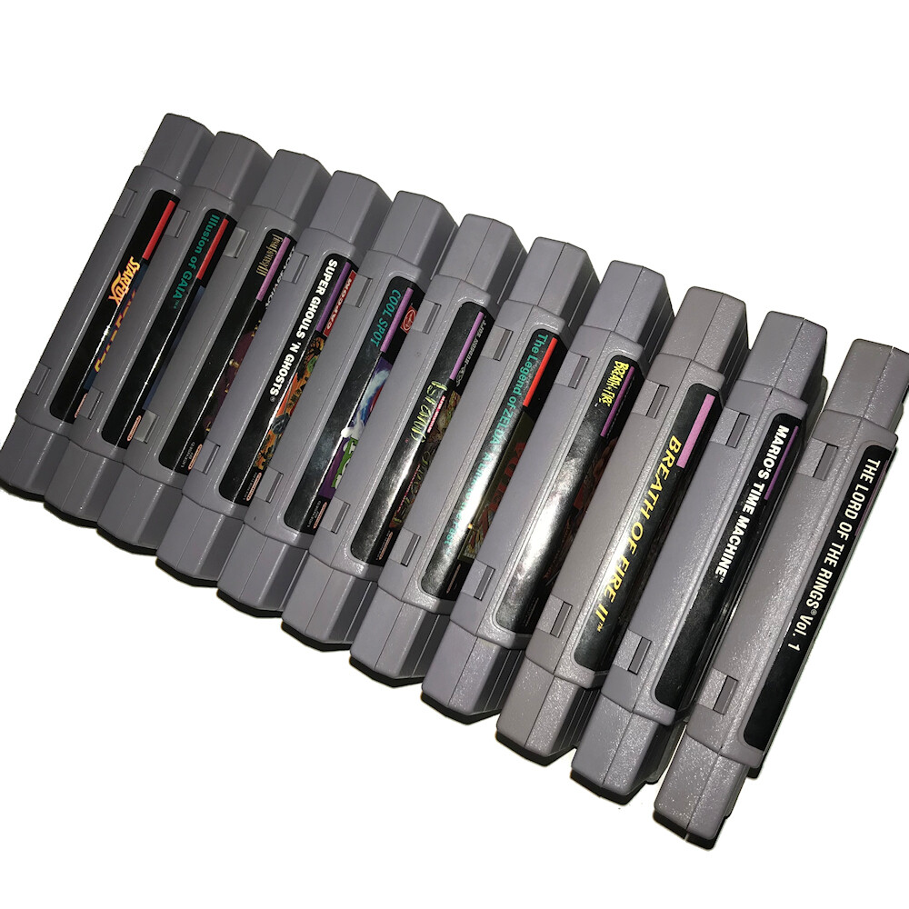 Original Super Nintendo SNES Console Bundle w/ 2 Controllers +11 BEST GAMES LOT