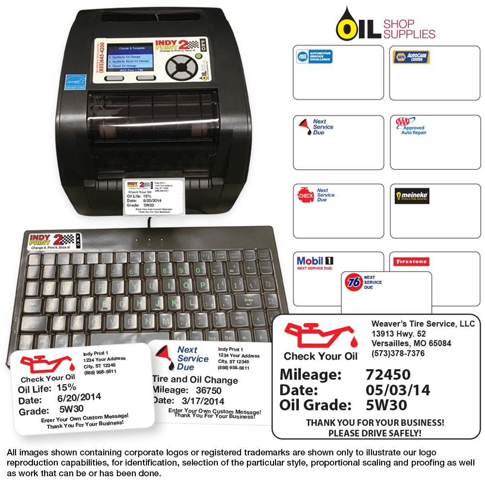 Oil Change Reminder Printer Indy Print 2 Pro Starter Kit