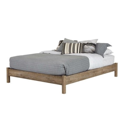 Queen Size Wood Particle Board Weathered Oak Matte Black New