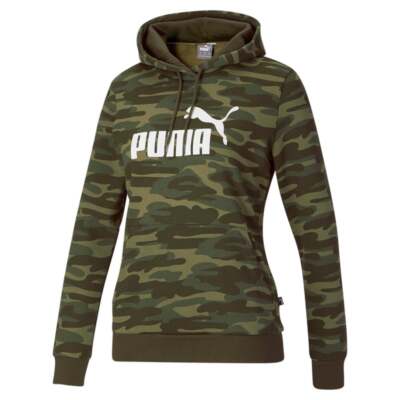 

Puma Ess+ Logo Camo Pullover Hoodie Womens Green Coats Jackets Верхняя одежда 845899-, Зеленый, Puma Ess+ Logo Camo Pullover Hoodie