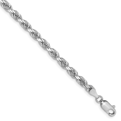 Pre-owned Superdealsforeverything Real 14kt White Gold 4mm Diamond Cut Quadruple Rope Chain Chain Bracelet; 7 Inch