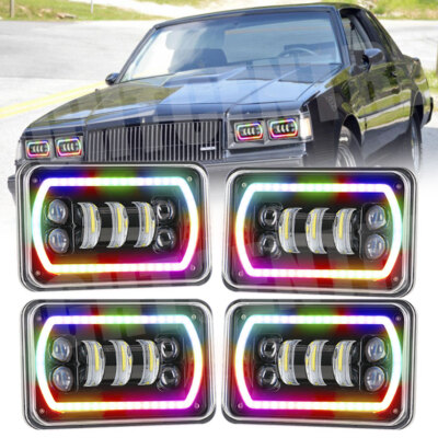 4PCS 4x6'' inch LED Headlights DRL Hi/Lo For 1982-1987 Buick Regal Grand National