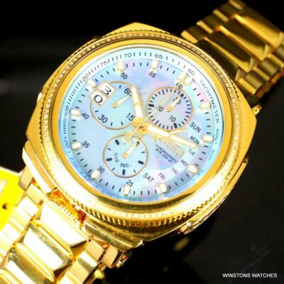 Pre-owned Invicta Reserve Russian Diver Diamond Gold Plated Platinum Mop 52mm Watch