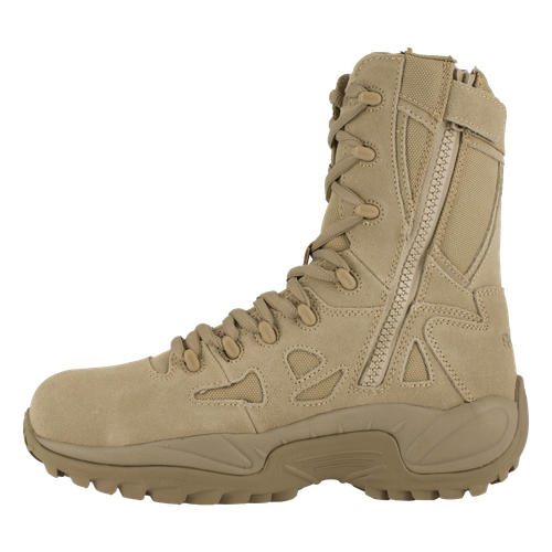 Pre-owned Reebok Work Men's 8" Rapid Response Composite Toe Stealth Boot With Side Zipper In Desert Tan