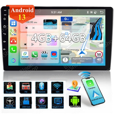 Android 13 4+64G Car Stereo Carplay GPS Navi WiFi BT Touch Radio Double 2 Din