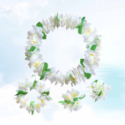  4 Pcs Hawaiian Leaf Garland Head Bandana Bracelet Seaside Resort