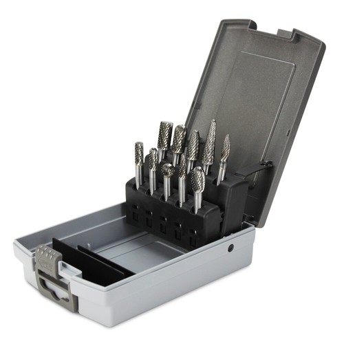 BHA 10 Piece Tungsten Carbide Burr Die Grinder Bits Set, Double Cut – 1/4” Shank
