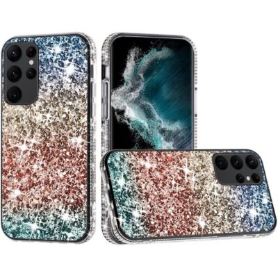 For Samsung S23 Plus Decorative Glitter with Diamond All Around Hybrid - B Style
