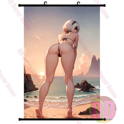 Cartoon Poster 2b Seaside Sunset HD Painting Anime Wall Scroll Poster 60X90cm 01