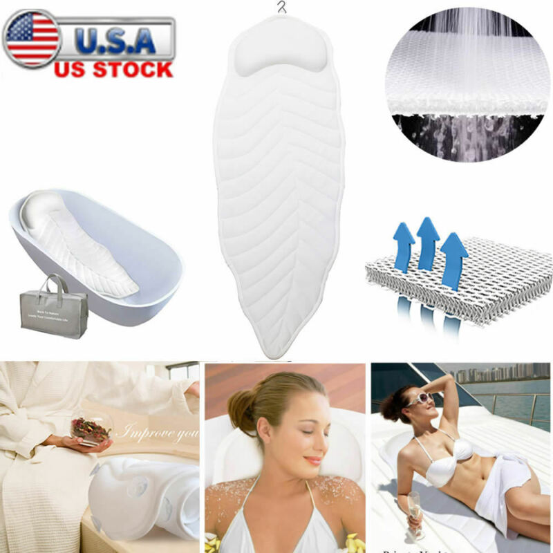 Full Body Bath Pillow Mat Home Spa Bathtub Pillow Back Neck Support Suction Cups