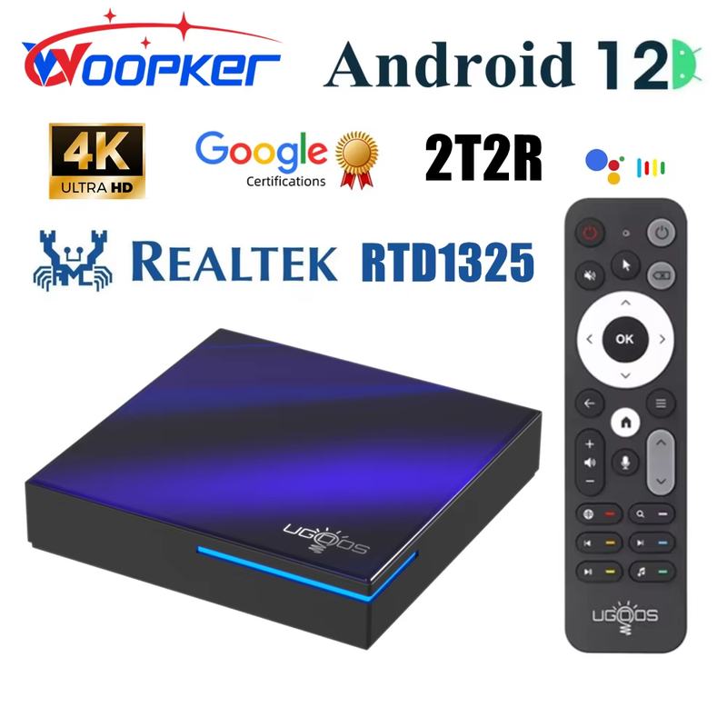 Ugoos SK2 Google TV Box Android 12 Realtek RTD1325 DDR4 4GB 32GB Wifi6 2T2R BT5.