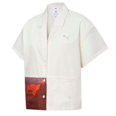 

Рубашка с коротким рукавом на пуговицах Puma Camp Collared X Liu Wen Womens White Casual To, Белый