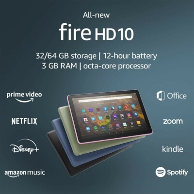 Amazon Fire HD 10.1'' Tablet 32 GB, 3GB Ram  2021 Released  10th Gen NEW SEALED 