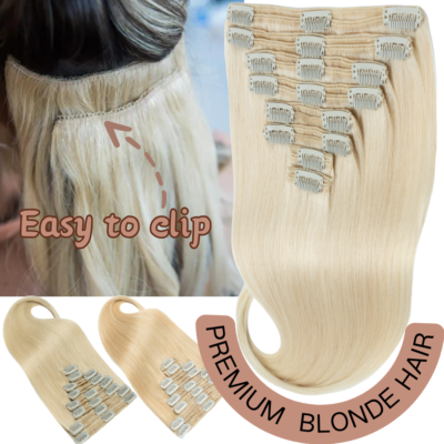 Russian Remy Thick Double Weft Clip In Real Human Hair Extensions Full Head 200G