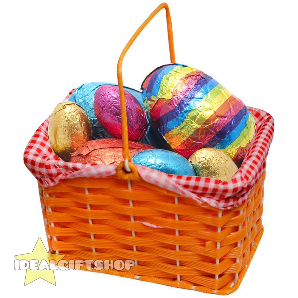 EASTER EGG HUNT BASKET EVENT ACCESSORY PLASTIC WICKER GINGHAM HAMPER RABBIT FUN eBay