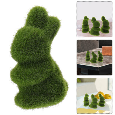  4pcs Easter Moss Bunny Figurine Artificial Flocked Rabbit Garden Yard Decor