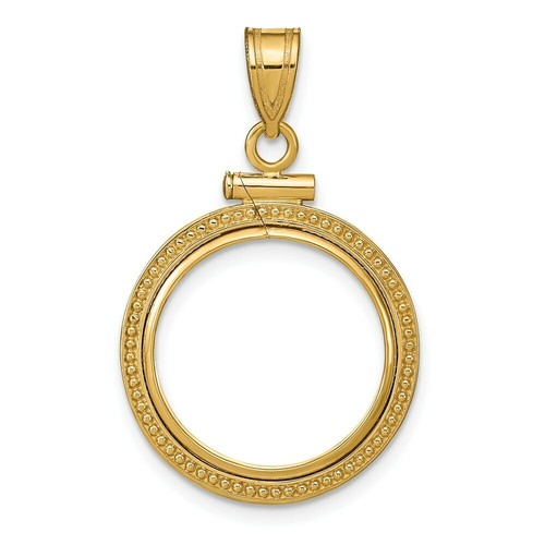 Pre-owned Roy Rose Jewelry Gold Coin Bezel Pendant Mounting In 14k Yellow Gold - 16.5mm-32.7mm Coin Size -