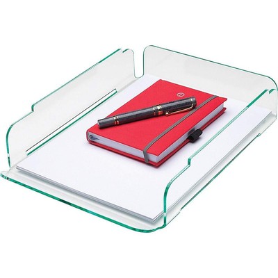 Single Stacking Letter Tray, Clear/Green