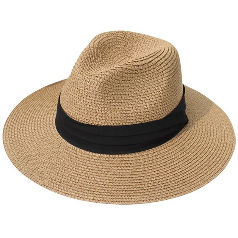 Mens Ladies Crushable Straw Panama Style Sun Hat Summer Hat Foldable