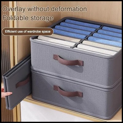 14/16/24Grids Wardrobe Clothes Storage Organizer Thickened Pants Storage Box Shi