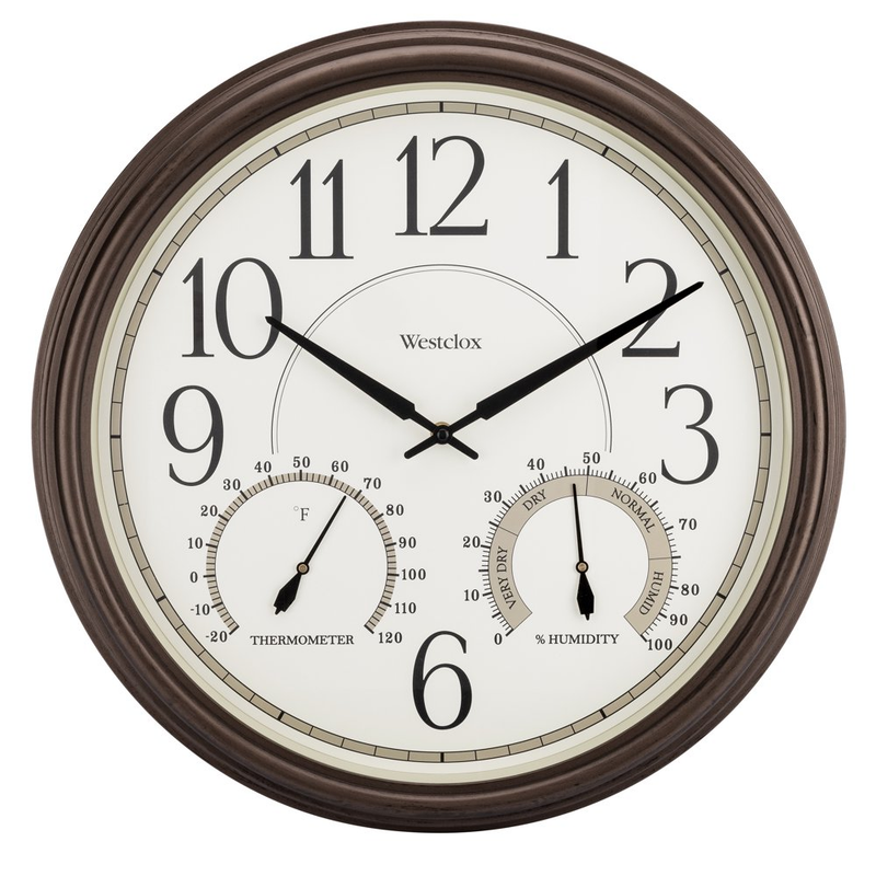 20" Large Outdoor Wall Clock Waterproof Non Ticking Thermometer Hygrometer Combo