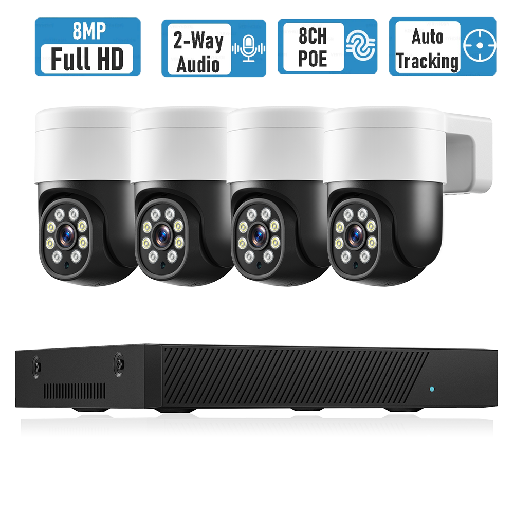 8CH NVR 4K POE Security Camera System AI Detection Audio Alert Alarm Color Night