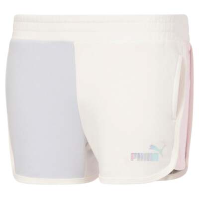 Puma Luminous Colorblock 3 Shorts Молодежные девушки Белые повседневные спортивные штаны 858