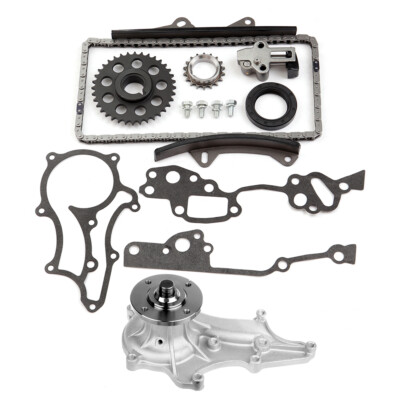 For Toyota 85-95 2.4L Timing Chain Kit(2 Steel Guides)+Water Pump 22R 22RE 22REC
