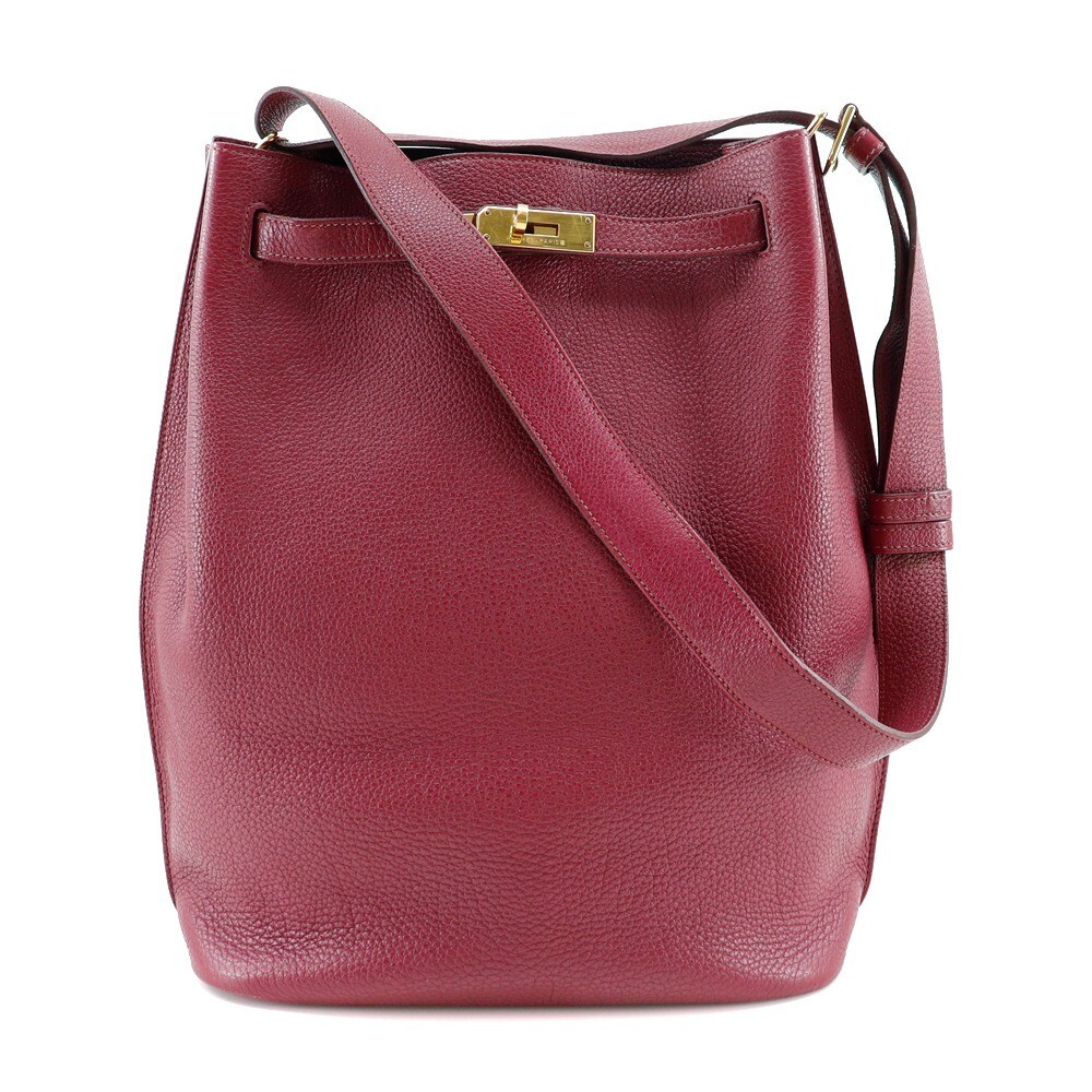 HERMES So Kelly 26 Rouge Leather Shoulder Bag Handbag Women