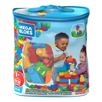 Fisher Price Mega Bloks Big Building Bag Blue 60 Piece Set
