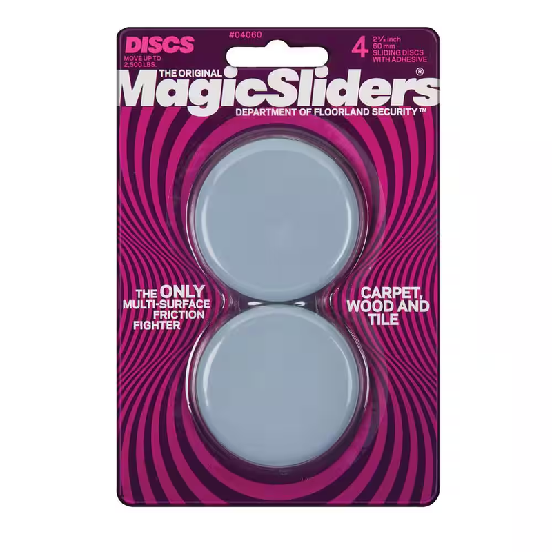 Magic Sliders 2-3/8 in Round Furniture Sliders 4 Pack Floor Protector Move Heavy