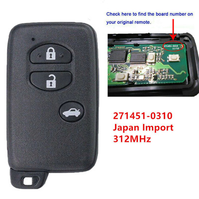 fit for Toyota GRX120 Mark X Crown 2004-2009 3Buttons Smart Key FOB 271451-0310