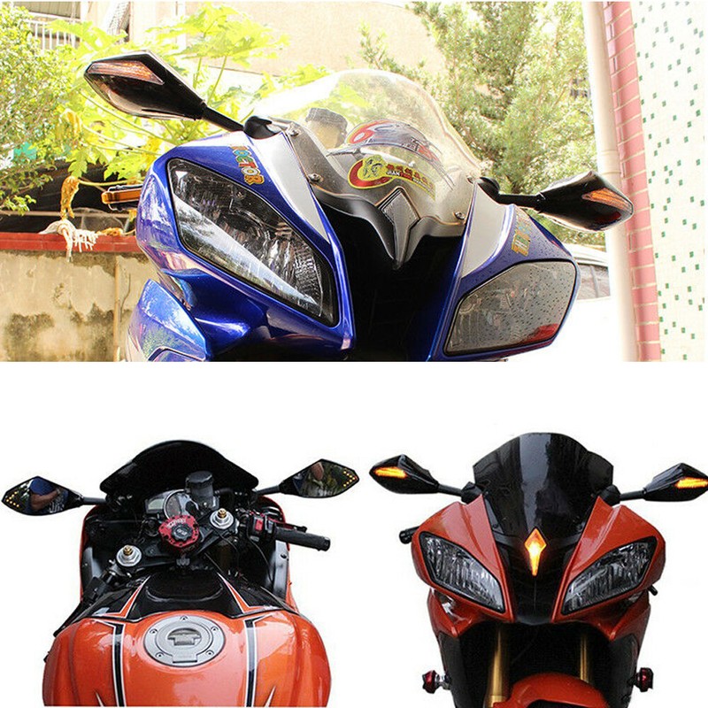 LED Turn Signal Rear View Mirrors For Kawasaki Ninja 500