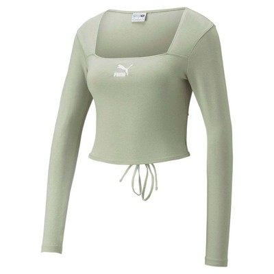 

Женские зеленые повседневные топы Puma Classics Bolero с круглым вырезом и длинными рукавами 5, Зеленый